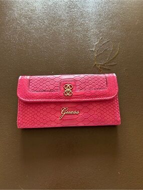 Guess Hot Pink Snake-Embossed Wallet